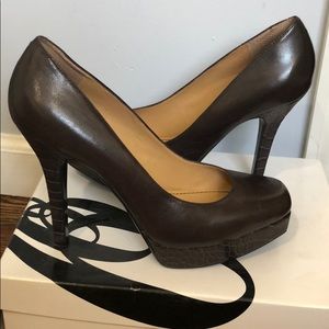 Nine West Brown Platform Pumps.